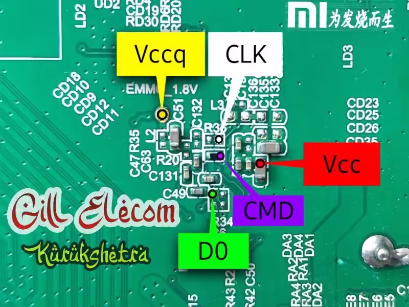 EMMC pinout diagram for TPD.T960X.PC792 motherboard