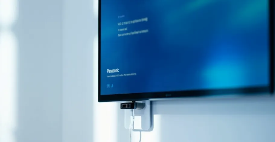 Panasonic TV showing firmware update with USB