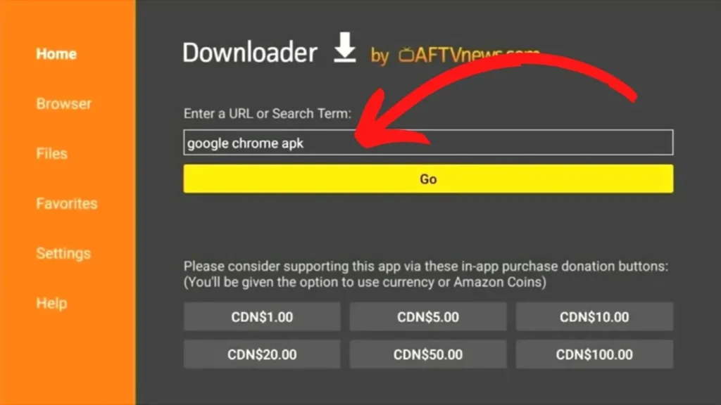 Downloader app on Fire TV downloading AdGuard APK