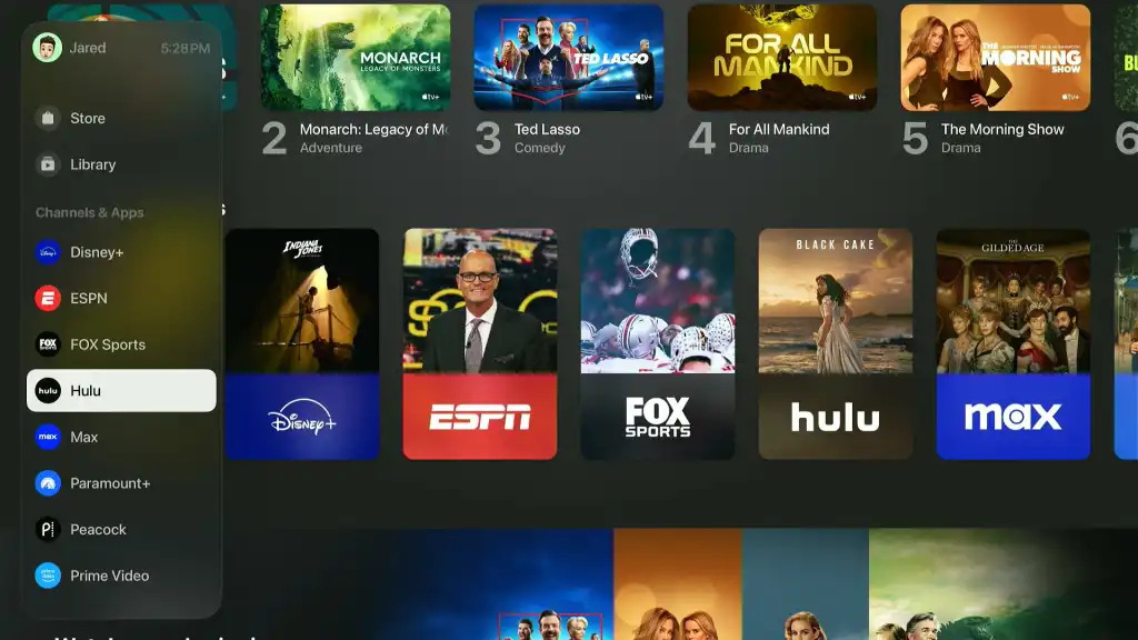Apple TV app channels section