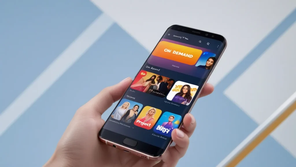 Samsung Galaxy phone showing Samsung TV Plus on-demand content