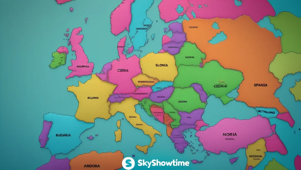 Map showing SkyShowtime’s European coverage
