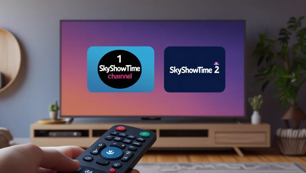 SkyShowtime 1 and SkyShowtime 2 channels displayed on TV