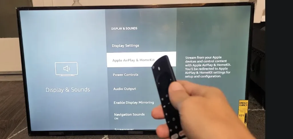 Toshiba TV AirPlay settings menu