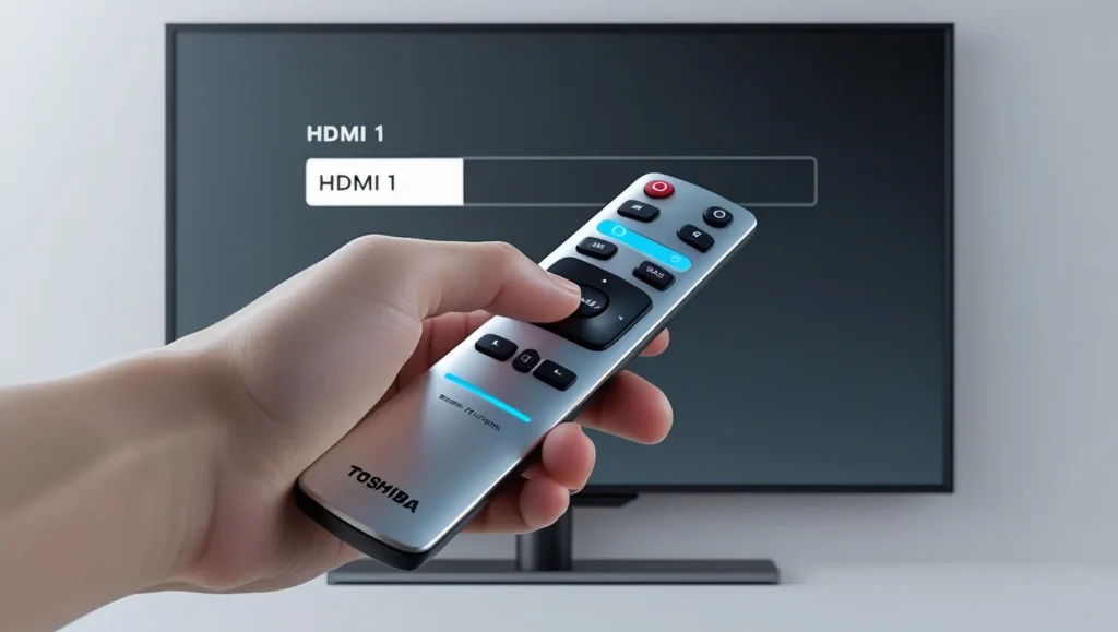Toshiba TV remote selecting HDMI input
