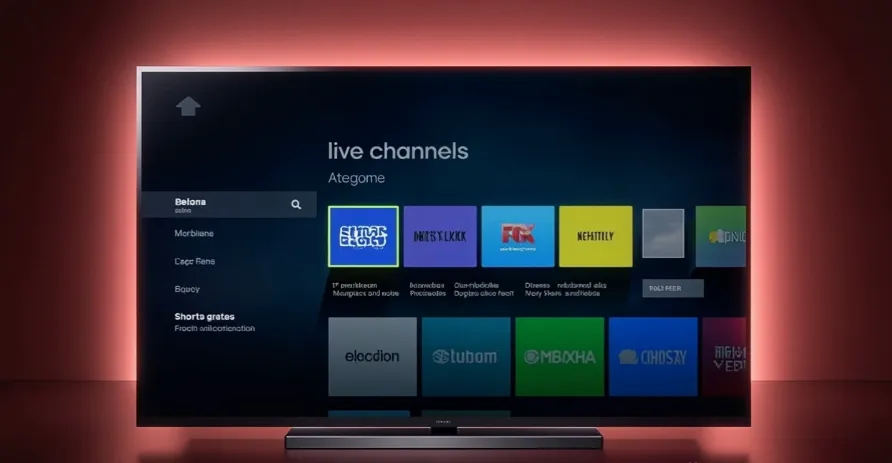 Screenshot of Tubi TV’s live channels section on a smart TV