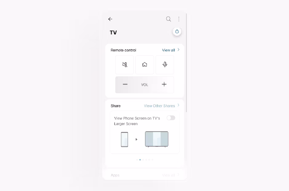 Smartphone screen showing LG ThinQ app with TV controls.