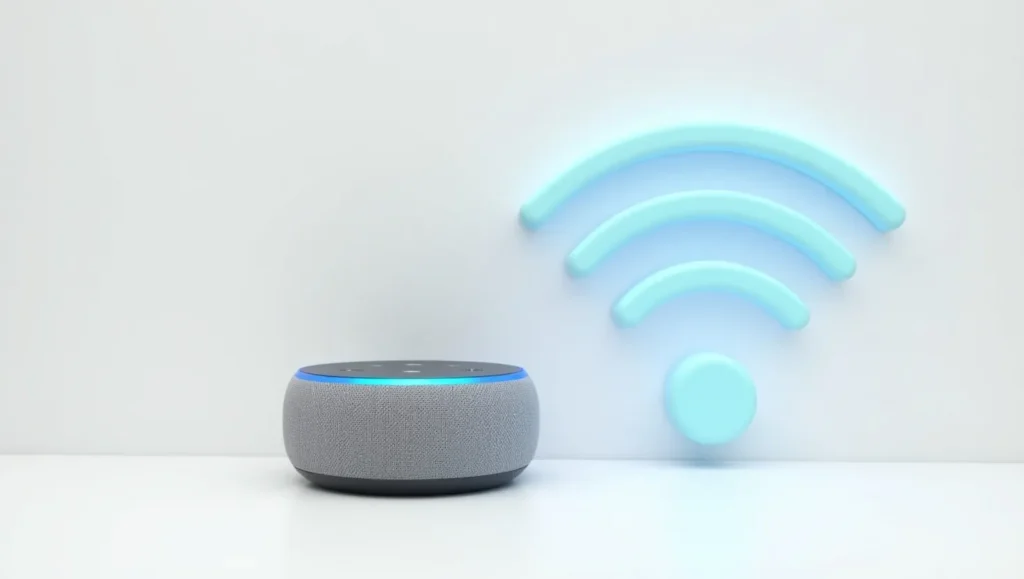 Amazon Echo Dot with WiFi symbol.