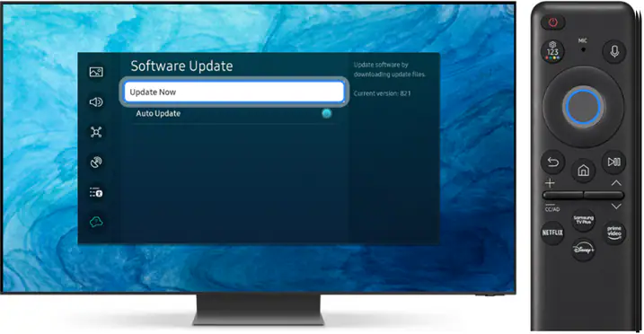 Samsung TV settings screen for enabling auto updates