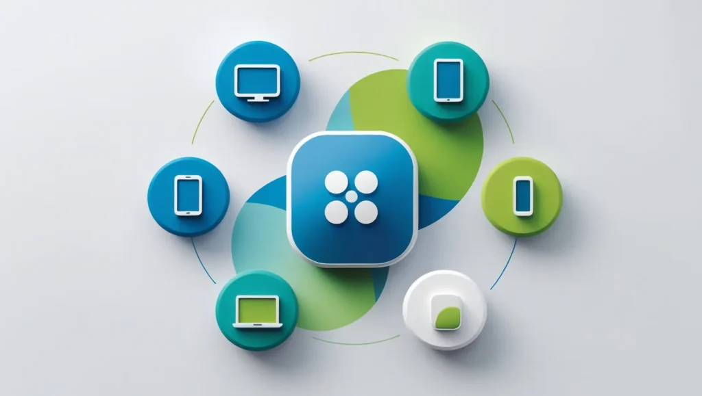 Infographic showing devices compatible with BritBox, like smart TVs and smartphones.