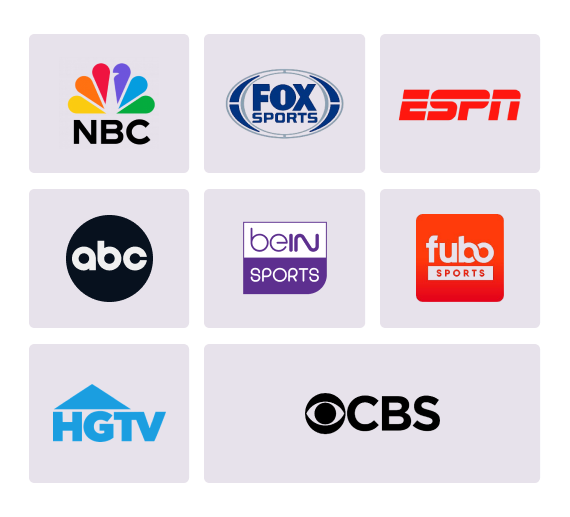 Logos of sports channels on FuboTV