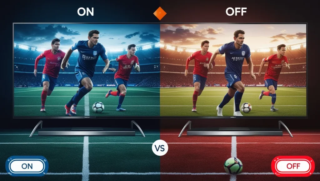 Before and after Intelligent Scene Mode on Hisense TV