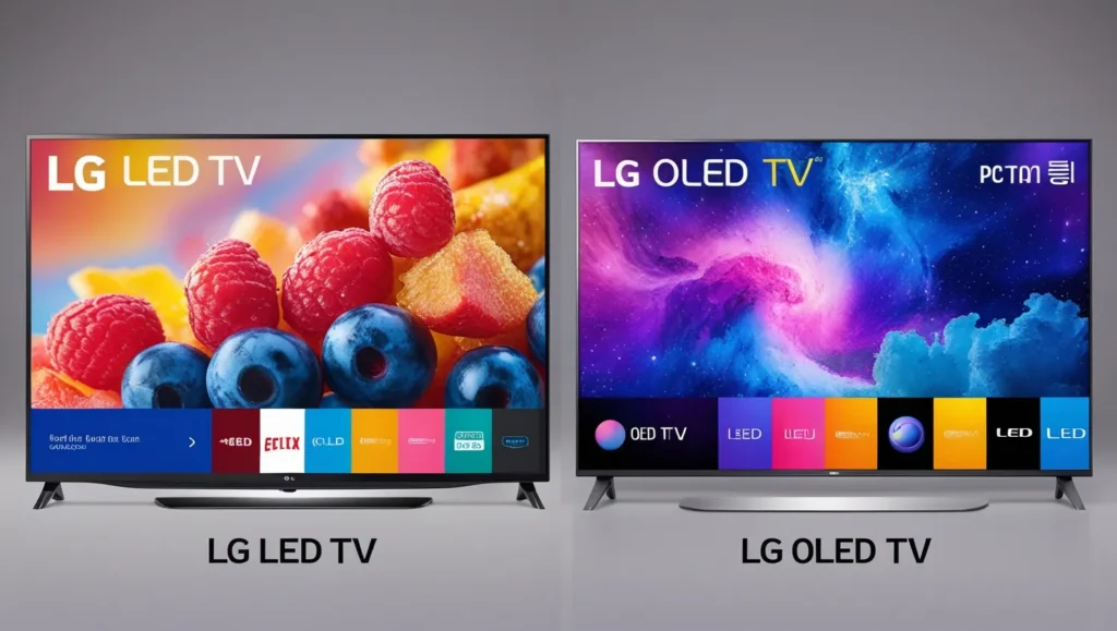 LG LED and OLED TVs side by side