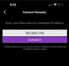 Roku app manual IP connection