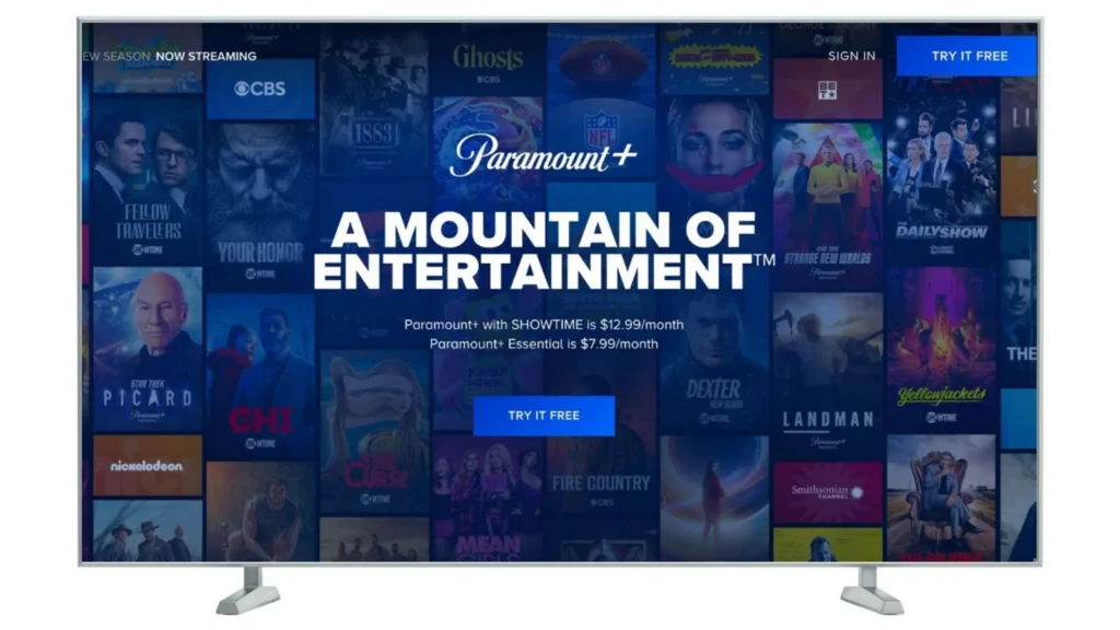 Paramount Plus streaming interface on TV