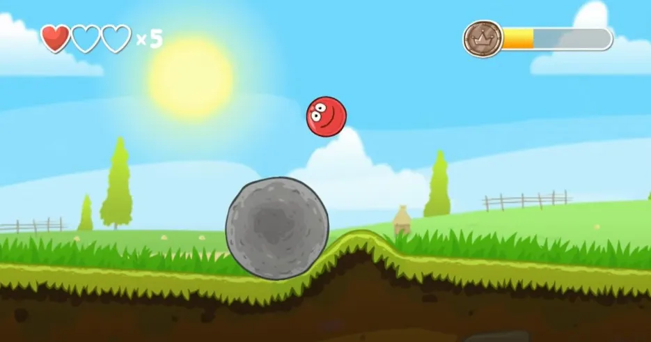 A red ball jumping over obstacles in Red Ball 4