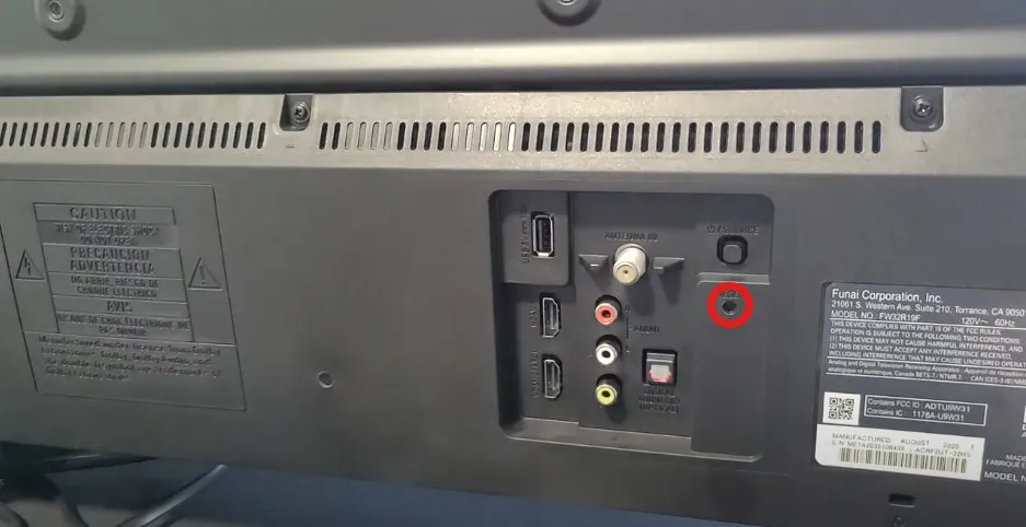 Sanyo TV reset button location
