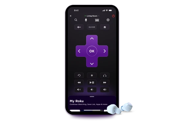 Screenshot of the Roku mobile app’s remote control interface.