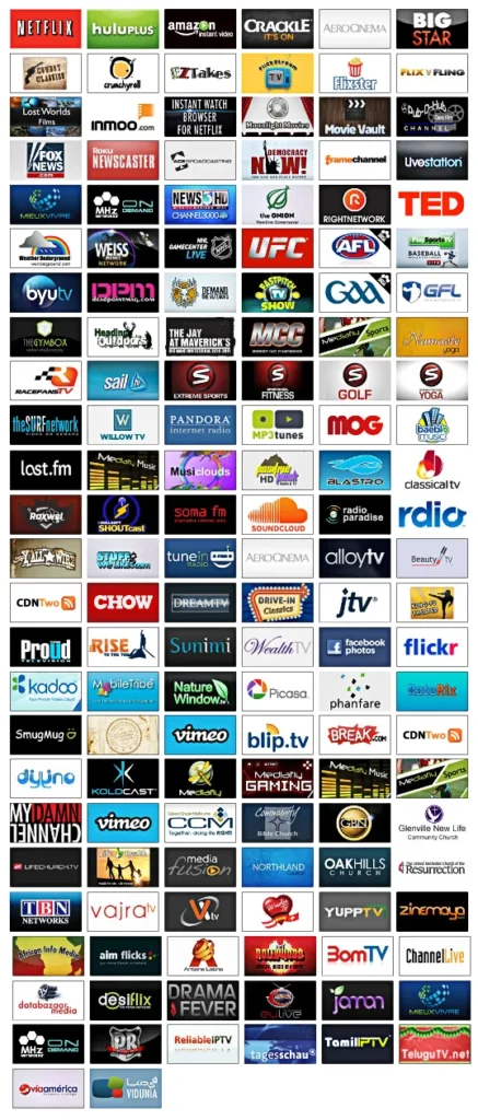 Sample of the hundreds of channels available on Roku