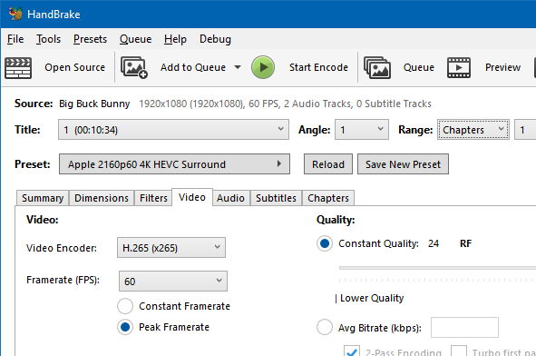 HandBrake interface for converting videos to TCL TV-compatible formats.