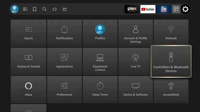 TV settings menu screen with Bluetooth option highlighted