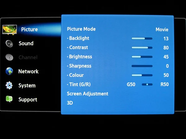 TV picture settings menu