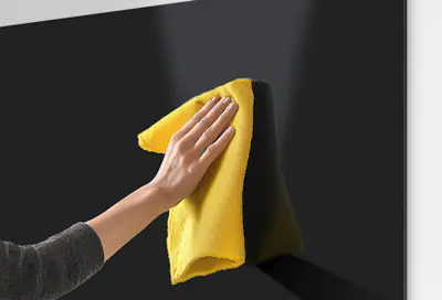 Microfiber cloth and distilled water for TV cleaning