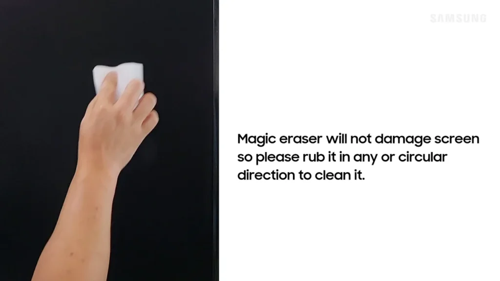 Cleaning Samsung The Frame TV with Magic Eraser