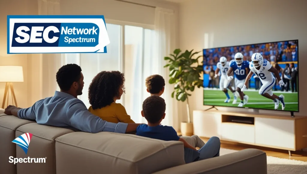 Family watching SEC Network on Spectrum TV
