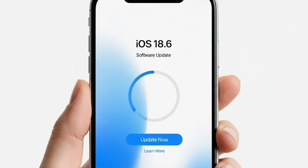 iPhone screen showing iOS 18.6 software update
